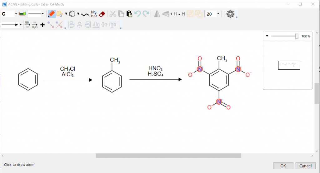 Synthesis of TNT in ASCME